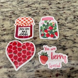 Strawberry stickers 2" vinyl waterproof travel laptop scrapbooking water bottle